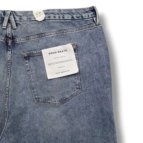 Good American Good Skate Jeans Womens 28 High Rise Loose Leg Step Insert Outseam